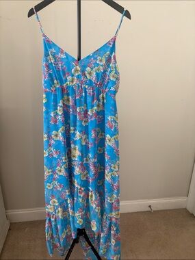 New- BCBGeneration Turquoise Floral High 
Low Maxi Dress